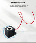 Image of a 12V DC 16W Solenoid Coil with Single Lead Wire For Hydraulic Power Units And Lift Dump Systems. Compatible Valve Stem: Series 08 80 88 98.