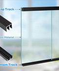 Metal Sliding Door Track Kit For 1/4-Inch Glass Panels, 48-Inch Black Track System For Cabinets Or Windows, shown installed