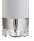 Base detail of 32 Inch White Marble And Crystal LED Table Lamp With Linen Shade, Sleek Modern Cylindrical Bedside Lamp