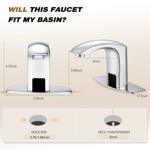 Commercial Touchless Bathroom Sink Faucet With Hot And Cold Water Sensor Mixer Motion Activated Water Flow No Touch Hygiene High Quality H59 Brass With Chrome Finish Includes Mixing Valve And Cover Plate