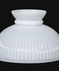 10 Inch Cased White Glass Ribbed Student Lamp Shade With Plain Top And Polished Edges On Top And Bottom For Retro Vintage And Antique Style Table Lamps Fits Standard 10 Inch Fitters On Most Lamps