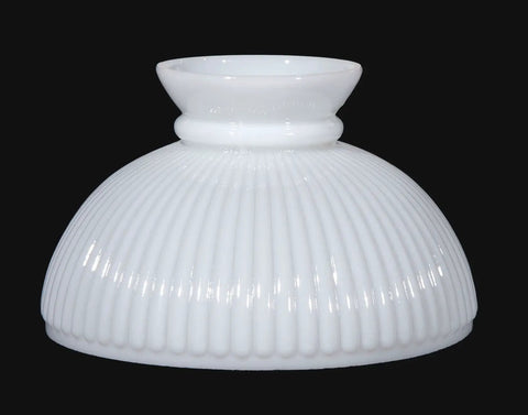 10 Inch Cased White Glass Ribbed Student Lamp Shade With Plain Top And Polished Edges On Top And Bottom For Retro Vintage And Antique Style Table Lamps Fits Standard 10 Inch Fitters On Most Lamps