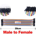 200Pcs Breadboard Jumper Wires Kit With Male Or Female Pins 2.54mm And 2.0mm Pitch 20cm Cables 10 Colors For Arduino Project