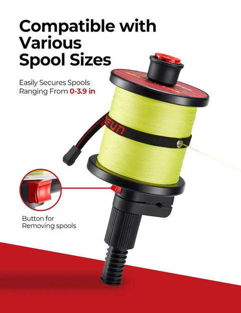 Must Have Fishing Line Spooler for Reels No Line Twist with Tension Band Stepless Adjustment Fits Spinning Baitcaster Spincast Reels