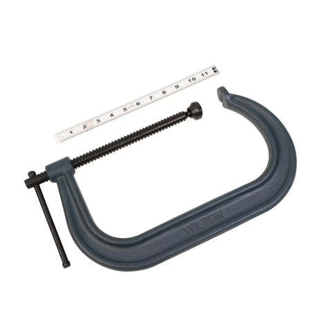 C-Clamp 10-1/8 In Opening, 5-7/8 In Throat, Beefy 8000 Lbs Clamp Force, Model 410, with drop-forged frame and black oxide finish