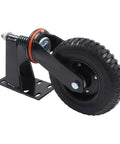 8 Inch Black Heavy Duty Gate Caster Wheels 2 Pack handles up to 600 pounds, featuring a steel bracket and solid rubber tire.