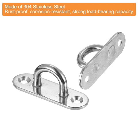 20 Pack 304 Stainless Steel Pad Eye Plate U Hooks, 2.4 Inch, for secure mounting in marine and garage settings.