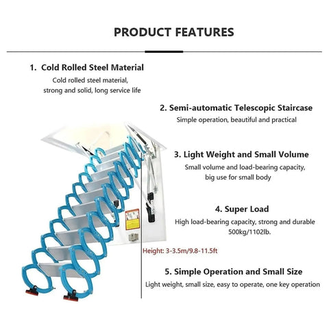 Smooth As Butter Electric Attic Pull Down Ladder Featuring Ace Smart Remote with cold rolled steel features and telescopic design.