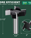 CNC Spoilboard Surfacing Router Bit With One Half Inch Shank And Two Inch Cutting Diameter, Four Wing Design For Slab Flattening