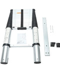 Telescopic Ladder 15.5 Ft Heavy Duty Aluminum Alloy Multi Purpose Collapsible Steps For Home RV Use Safe Slow Down Design Lightweight Portable 330 Lbs Capacity components
