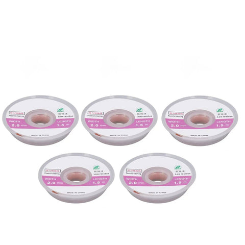 Professional Desoldering Solder Wick Braid 5 Pack High Efficiency Copper Braided Wicks for PCB Repair and BGA Rework 2mm Width, spools displayed