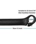 110mm Aluminum Mountain Bike Bar Ends For MTB Handlebar, 6061 T6 Alloy, 22.2mm fit, ergonomic bend with sand finish, black end caps