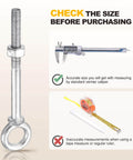 Heavy Duty Half Inch By Six Inch Carbon Steel Eye Bolt With Lifting Ring, Threaded Eye Bolt For Hoisting Loads shown with measuring tools