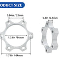 Front and side view of a silver 4 Pack 44mm Disc Brake Adapter For Bicycle Hubs To 6-Bolt Rotors, showing dimensions.