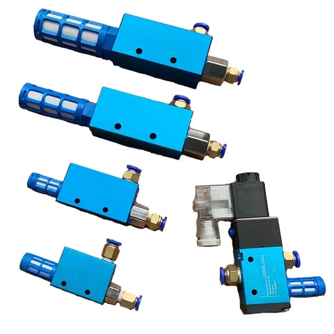 Heavy Duty Vacuum Generator Ev10dv15 Creates Strong Negative Pressure For Pneumatic Systems, features multiple blue valves for industrial use.