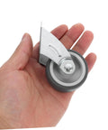Heavy Duty Sliding Door Guide Wheel And Caster Kit With Bottom Floor Guide For Barn Doors And Gates Grey Metal Plastic, held in hand.