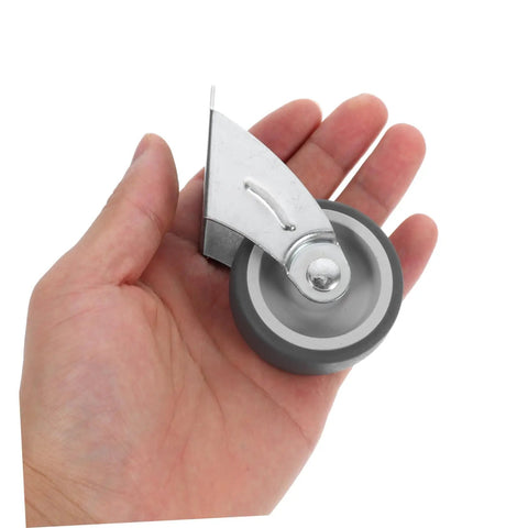 Heavy Duty Sliding Door Guide Wheel And Caster Kit With Bottom Floor Guide For Barn Doors And Gates Grey Metal Plastic, held in hand.