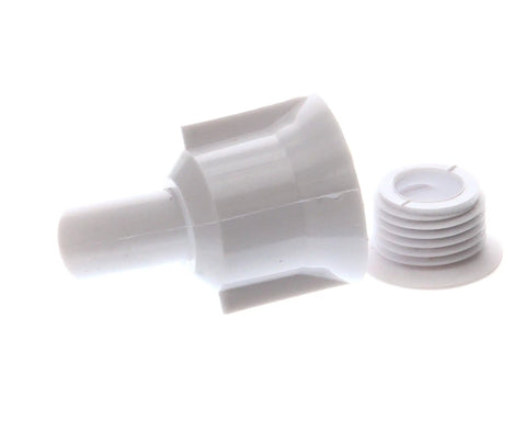 Drain Flange With Adapter White Genuine OEM Replacement Part For Commercial Refrigeration Equipment, Perfect Fit For Ice Machines And Freezers, Heavy Duty, No Brainer Install, Essential Service Access white plastic threaded drain flange