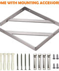 Heavy Duty 12-Inch Stainless Steel Shelf Bracket Set With 440 Lb Max Load, brushed finish, with screws, anchors, and bolts