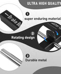 Brake adjustment tool, black CNC aluminum with rotating knob and metal rod; Amazon brand automotive part.