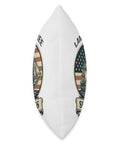 Side view of Patriotic USA Pride Throw Pillow With Red White And Blue Flag And Retro Sailboat Artwork For 4th Of July Home Decor Cushions