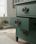 Durable Zinc Alloy Dark Antique Bronze 3 Inch C-C Vintage Drawer Pulls Set Of 4 on green dresser drawer