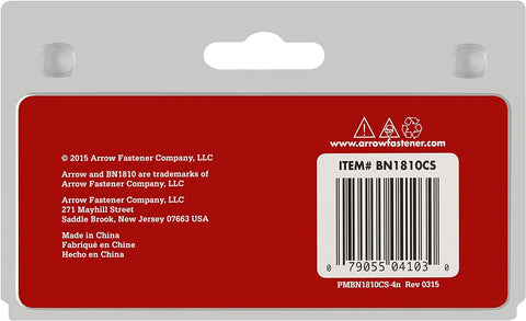 Back of packaging for 18 Gauge Steel Brad Nails For Molding Cabinets Framing Trim And Finishing 5 Eighth Inch 1000 Count