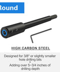 Seven Inch Forstner Bit Extension With 3/8 Drill Bit Extender showing high carbon steel design for deep hole drilling tasks.