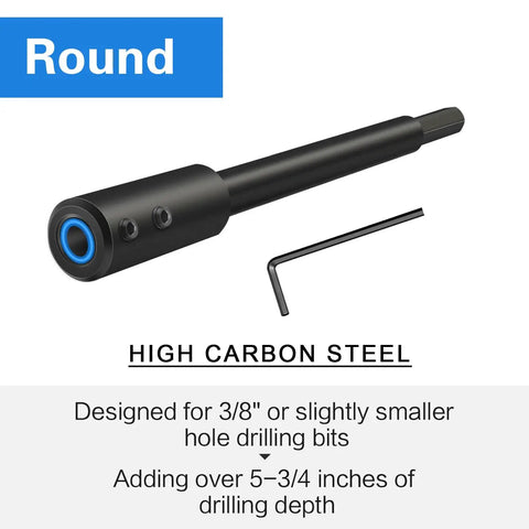 Seven Inch Forstner Bit Extension With 3/8 Drill Bit Extender showing high carbon steel design for deep hole drilling tasks.