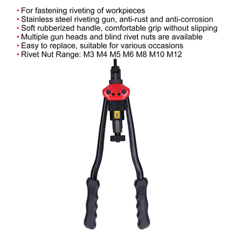 Beefy Pro Grade Heavy Duty Double Handle Hand Riveter Tool With M3 M4 M5 M6 M8 M10 Mandrels Blackened Steel Industrial Tool Set
