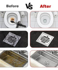 Before and after cleaning results using Heavy Duty High Pressure Toilet Plunger With Barometer And Extra Long Handle.