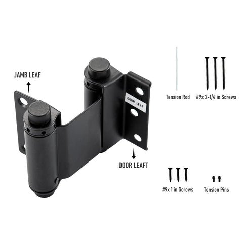 Home Master 3-inch double-action spring door hinge, matte black, self-closing with screws, 2-pack