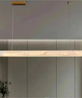 Natural Marble LED Pendant Light Modern Linear Hanging Lamp for Hotel Lobby Restaurant Dining Table Living Room Bedroom Lighting,Space in stylish interior.