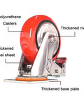 Heavy Duty Caster Wheels Top Plate Swivel With Brake Mute Polyurethane Castors For Workbench detail view