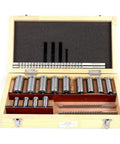 Open wooden case displaying 22 Piece HSS Keyway Broach Set For Lathe Industrial Broaching Tools Metric Sizes B4mm B5mm C6mm C8mm Heavy Duty