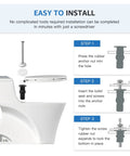 Toilet seat installation diagram with 4 Pack Toilet Seat Bolts Kit With Top Mount Nuts Hinge Screws And Expanding Rubber Nuts.