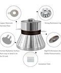 Top Shelf 40KHz 60W Ultrasonic Transducer Rock Solid Generator For Industrial Cleaners Piezoelectric Module design details including copper and piezoceramic components.