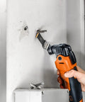 Using Starlock Plus E Cut Carbide Pro Saw Blade TiN Coated for precise cutting of metal components on a wall installation