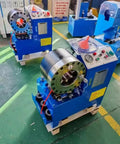 Tough As Nails Electric Hose Crimper And Hydraulic Pipe Press With Forged Steel Head 3600Kn Force 10 Die Sets 220V Power Professional Workhorse For Job Site Setup in a workshop setting.