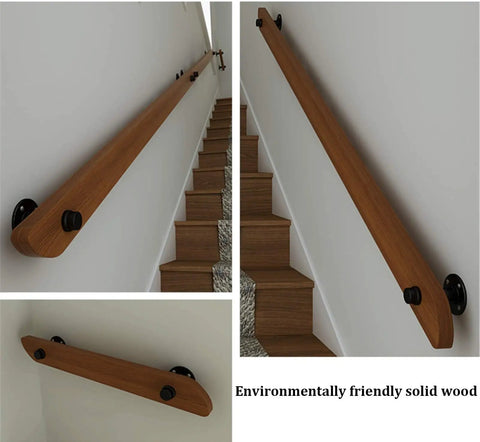 Heavy Duty Wall Mount Stair Railing Handrail Kit For Modern Lofts And Homes Durable Stainless Steel Safety Rail Built Like A Tank Handling Four Hundred Pounds With Clean Smooth Indoor Outdoor Look, solid wood handrail.