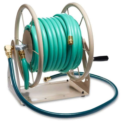 Built Tough Heavy Duty Steel Garden Hose Reel Wall And Floor Mount, 200 Ft Capacity Of 5/8 Inch Hose, Industrial Grade