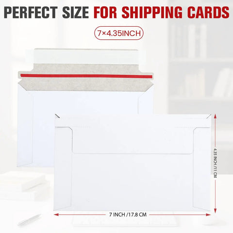 240 Pack Rigid Card Mailers For Trading Card Shipping, 7 X 4.35 Inch Envelopes showcasing size and design for card protection