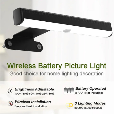 Hassle Free Wireless Picture Light With Remote Control And Adjustable Color Temperature Four Pack Super Bright Fixture for wall art.