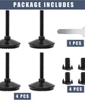 4 Pack M8 Furniture Levelers Adjustable Feet For Tables, Sofas, Cabinets, Workbenches Plus Heavy Duty Stabilizers, T Nuts, Wrench
