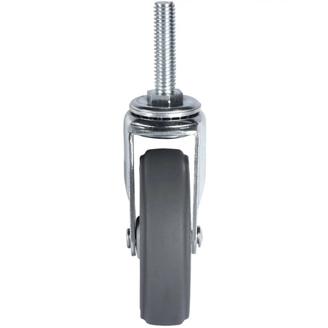 Heavy Duty Three Inch Swivel Rubber Caster Wheels Set Of Four Threaded Stem Casters showing a close-up of the caster with a threaded stem.