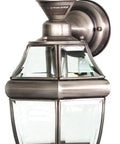 Motion Sensor Hanging Carriage Lantern In Silver Finish With Six Sided Beveled Glass, Classic Outdoor Porch Light