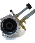 Heavy Duty Pressure Washer Pump Replacement For Briggs And Stratton 206376GS showing four bolt pattern and brass connectors