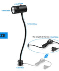 Magnetic LED Flexible Work Light With Pro Grade Gooseneck And Magnetic Base For Workbench And CNC Machines, lamp dimensions