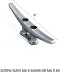 Top Shelf 8 Inch Galvanized Cast Iron Boat Dock Cleat for heavy duty marine tie downs, featuring M6 screw fit for secure installation.