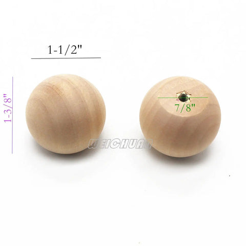 Unfinished Solid Wood Ball Knobs 15 Pack For Cabinets Dressers And Drawers Natural Wood Finish Ready For Staining Painting Or Coloring To Match Your Decor And Personal Style For Easy Installation And Durable Everyday Use, 1-1/2" wood knob